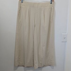 Torrid Beige Wide-Leg Pants Crop Square Pants Size 0 Linen Blend